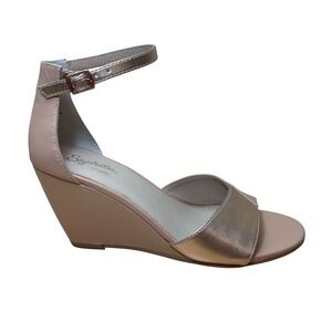 Seychelles Womens Blush Pink Rose Gold Wedge Ankle‎ Strap Sandals Size 8.5